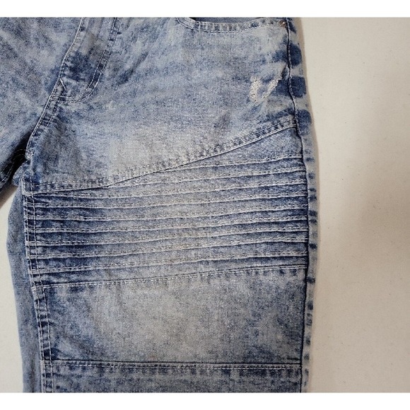 Southpole Denim Shorts Acid Wash Moto Style Ribbed Knee Distressed - Picture 2 of 10